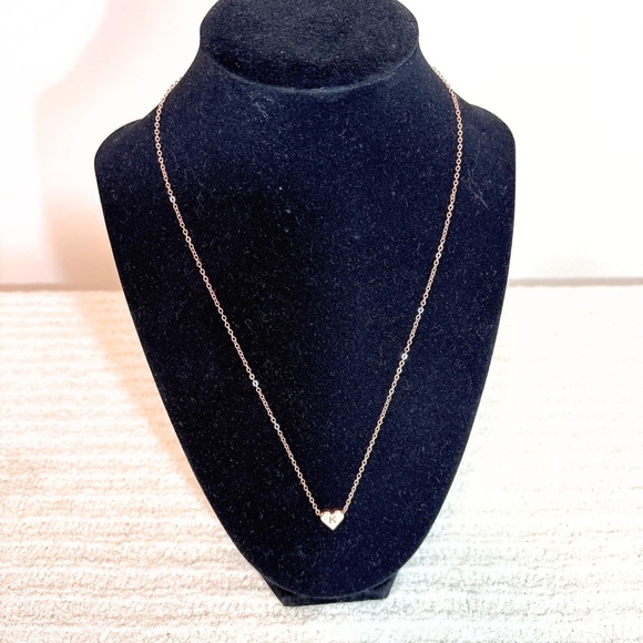 18” Elegant Rose Gold Heart Necklace- Letter K - Picture 1 of 8